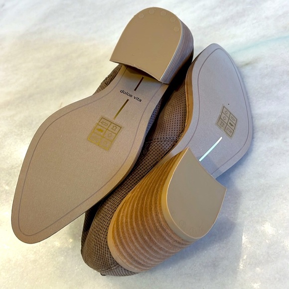 Dolce Vita Asha Ankle Boots Booties 8.5 Perforated Suede Leather Taupe - Picture 5 of 9